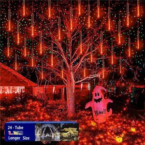 Halloween Lights, 24Tubes(Equivalent to 3 Sets of 8-Tubes) Meteor Shower Lights